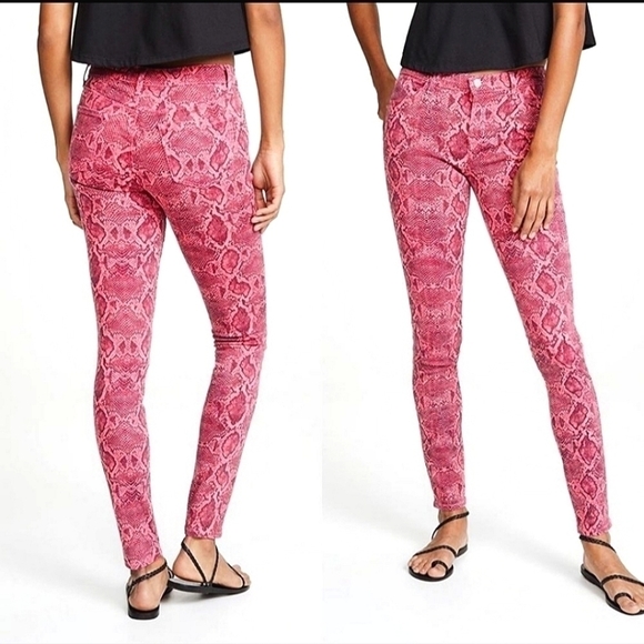 NWT J Brand Pink Animal Print Boa Skinny Jeans - Picture 1 of 12